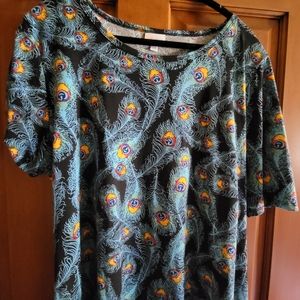 LuLaRoe Julia 3XL Peacock Feather print